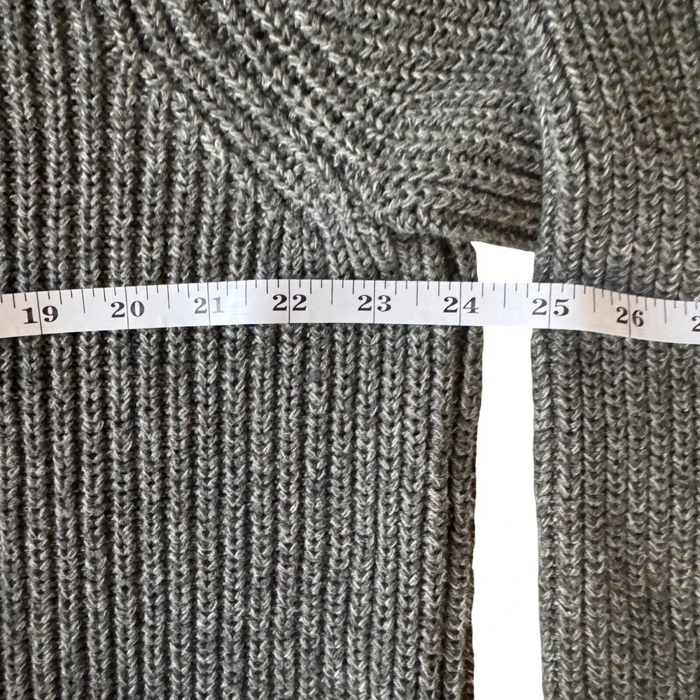 Eddie Bauer Sweater Mens Large‎ Gray Rib Knit Henley Cotton Pullover Heavy Knit